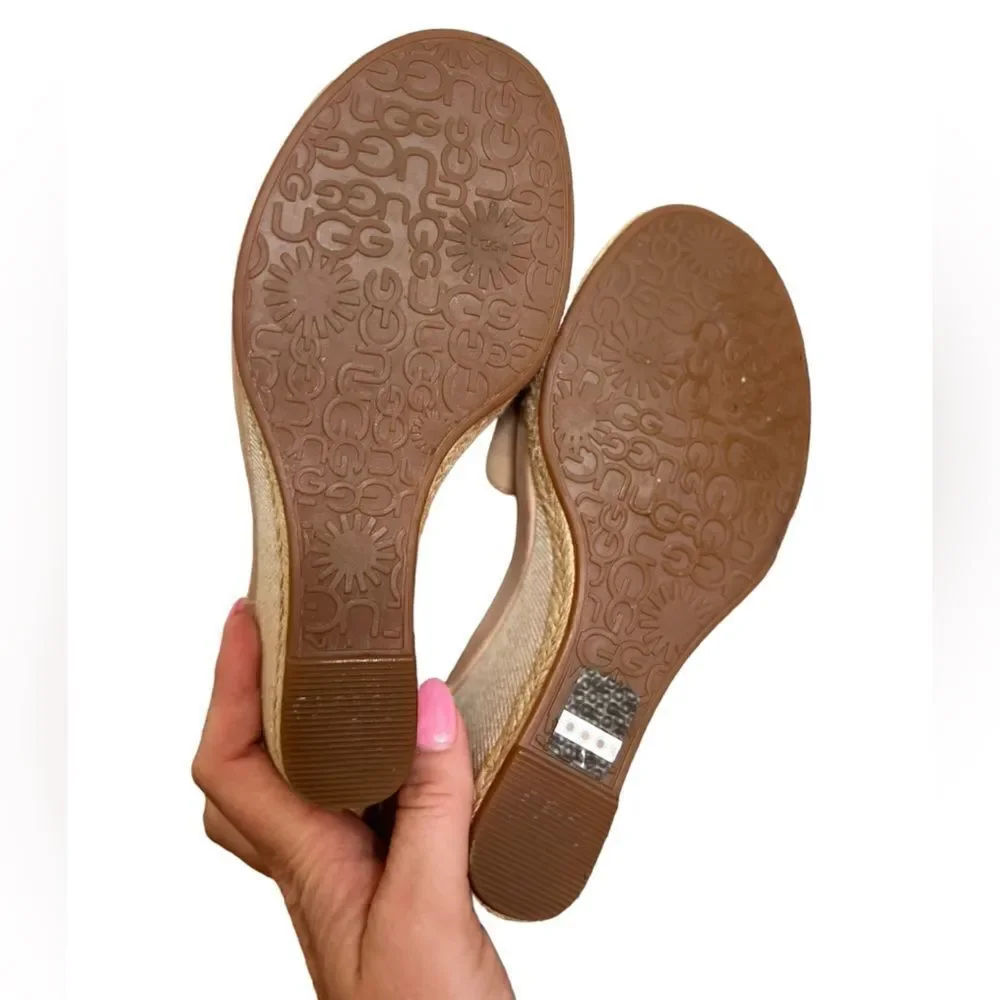 Ugg Suede Slingback Nyssa Wedge Sandals Tan Size 6